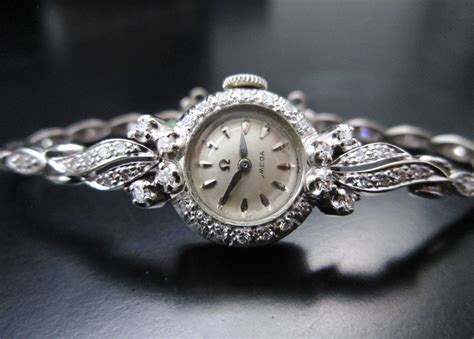 omega 14k white gold ladies watch vintage|new old stock omega watches.